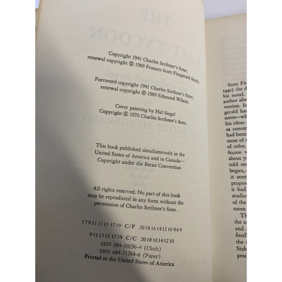 RARE ~The Last Tycoon ~ F. Scott Fitzgerald (1969, Hb  Dust Jacket - Picture 11 of 11